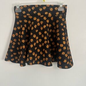 UK2LA Black and Orange Floral Skater Skirt